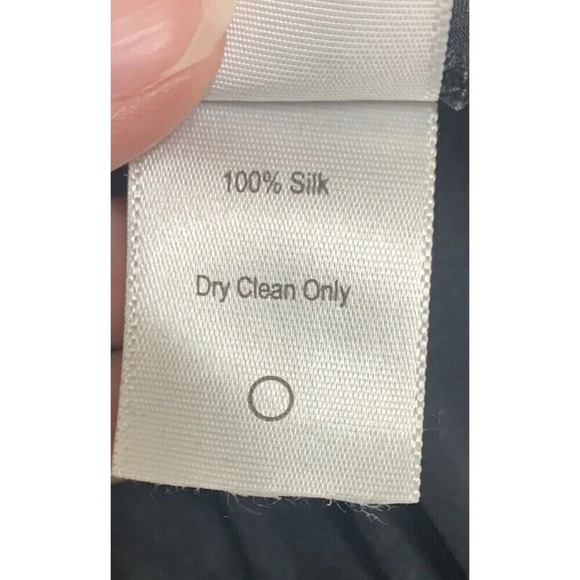 Amour Vert Black Top Blouse With A Silk Ruffle Size L (N9) - Picture 7 of 8